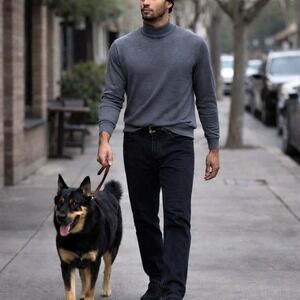 JOS A BANK Signature Collection Gray 100% Silk Base Layer Turtleneck Sweater M